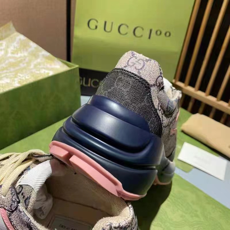 G*u*i unisex gg rhyton sneaker beige blue gg supreme canvas low heel