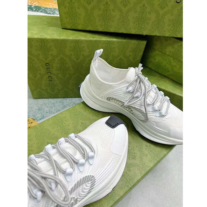 G*u*i unisex gg run sneaker white technical knit fabric rubber interlocking g
