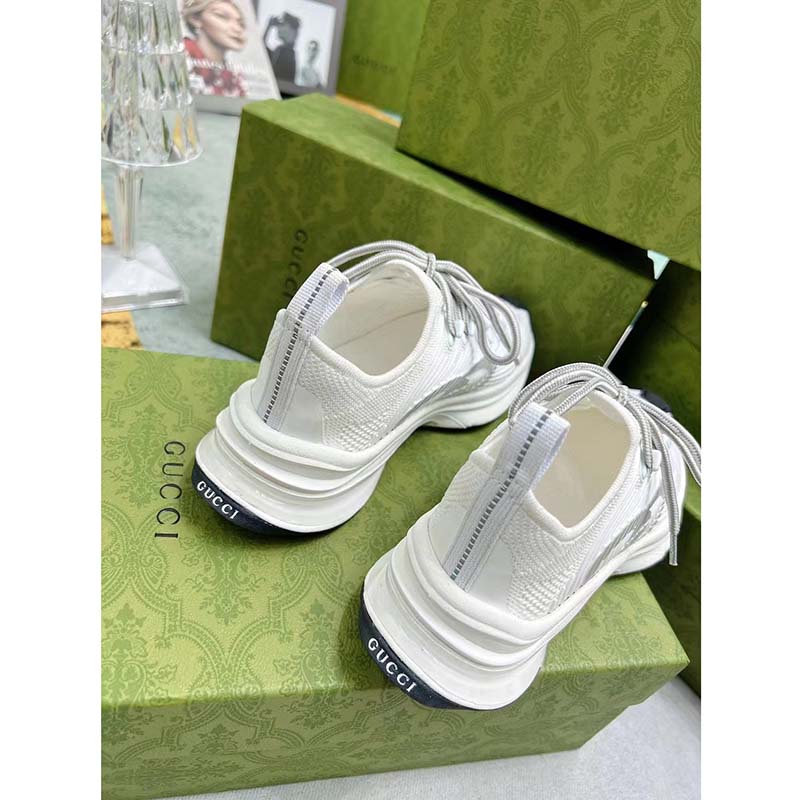 G*u*i unisex gg run sneaker white technical knit fabric rubber interlocking g