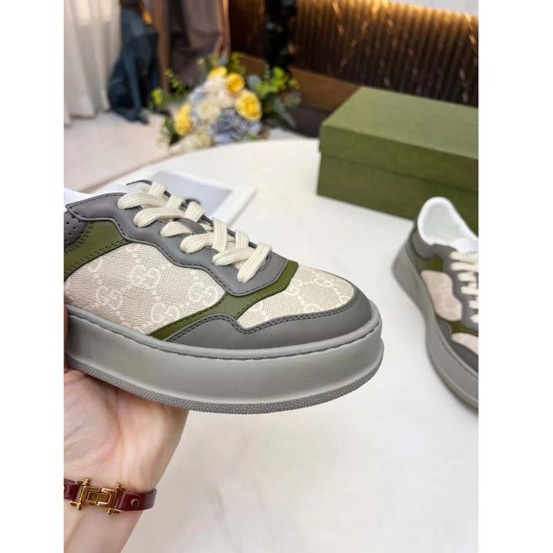 G*u*i unisex gg sneaker white beige gg supreme canvas grey perforated leather