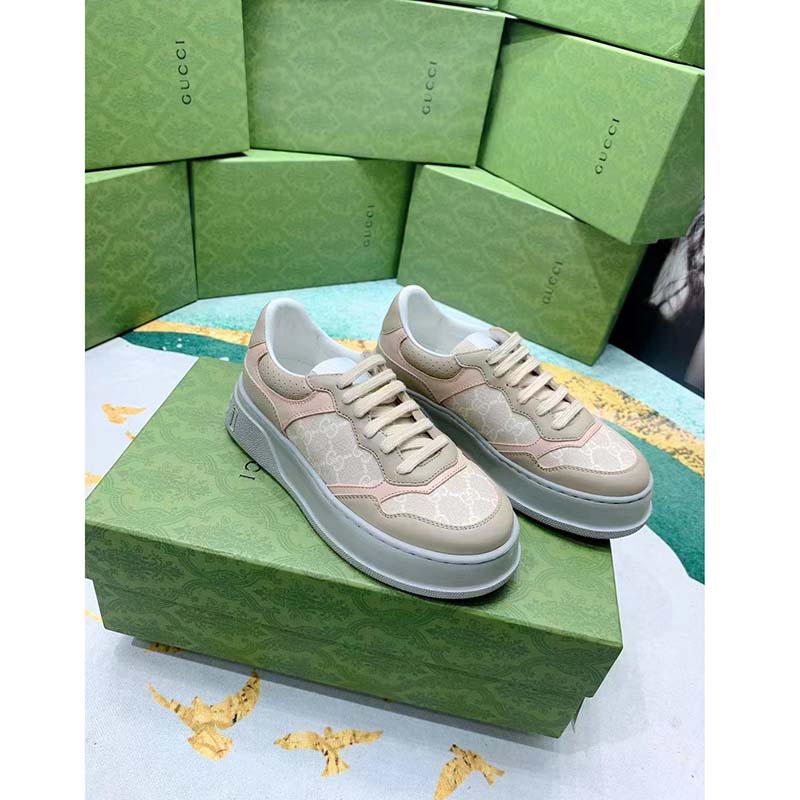 G*u*i unisex gg sneaker white beige supreme canvas grey perforated leather