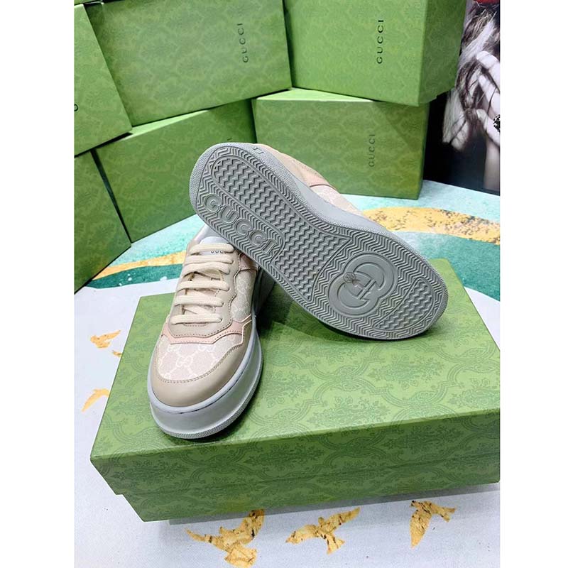 G*u*i unisex gg sneaker white beige supreme canvas grey perforated leather