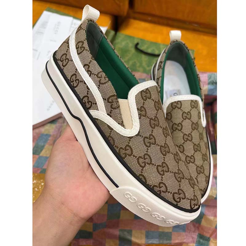 G*u*i unisex gg tennis 1977 slip on sneaker beige ebony gg supreme canvas