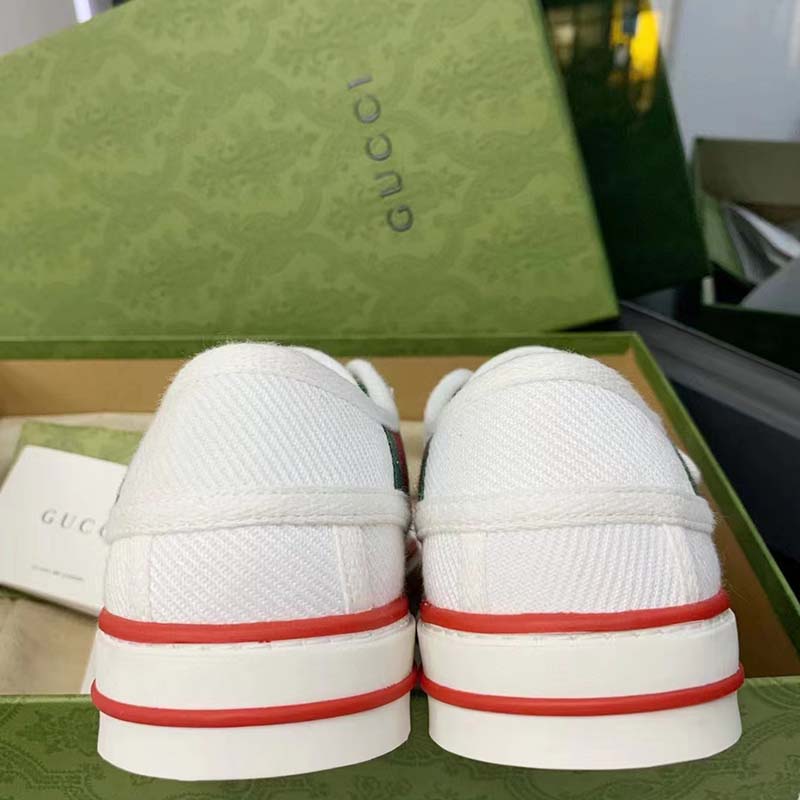 G*u*i unisex gg tennis 1977 sneaker white leather rubber sole velcro closure flat
