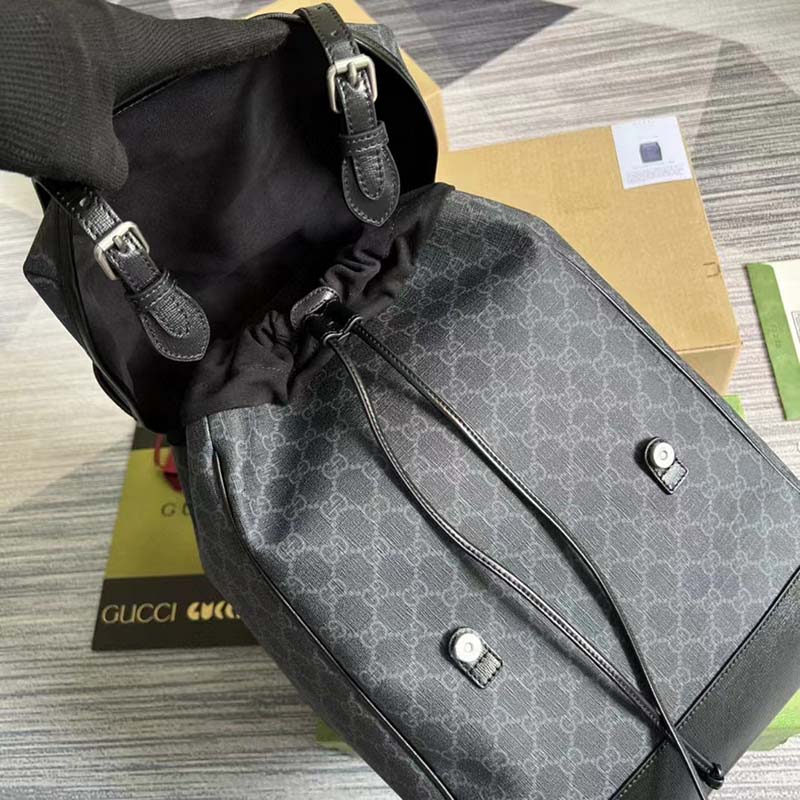 G*u*i unisex medium backpack interlocking g black gg supreme canvas
