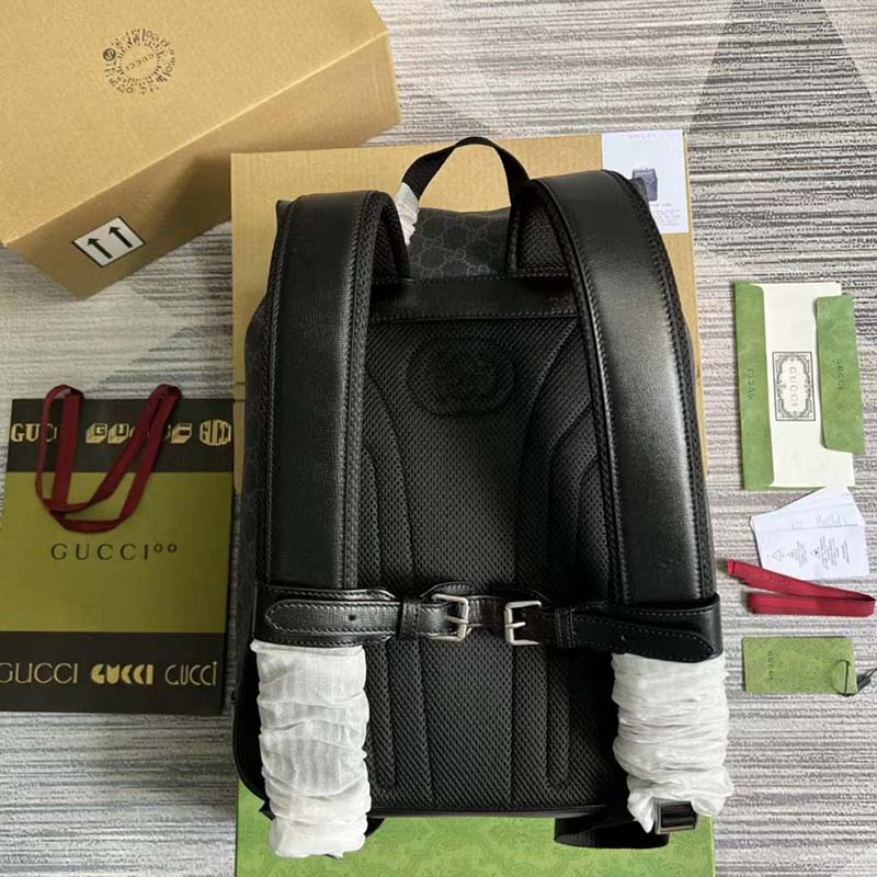 G*u*i unisex medium backpack interlocking g black gg supreme canvas