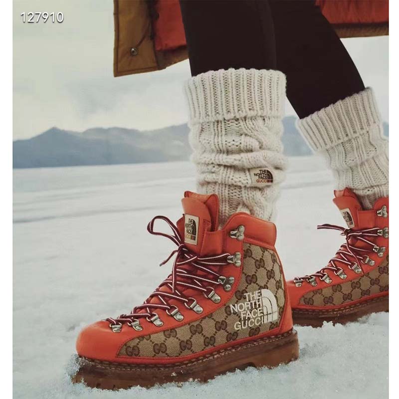 G*u*i unisex north face x G*u*i boot beige ebony gg supreme canvas low heel