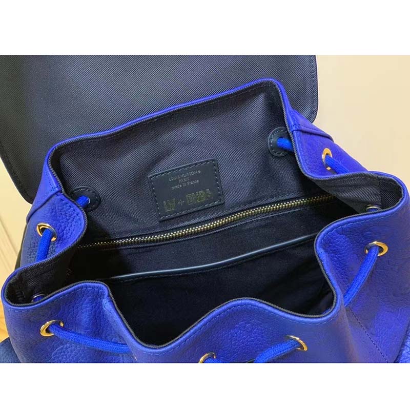 Louis Vuitton LV Unisex Christopher MM Backpack Blue Embossed Taurillon Leather