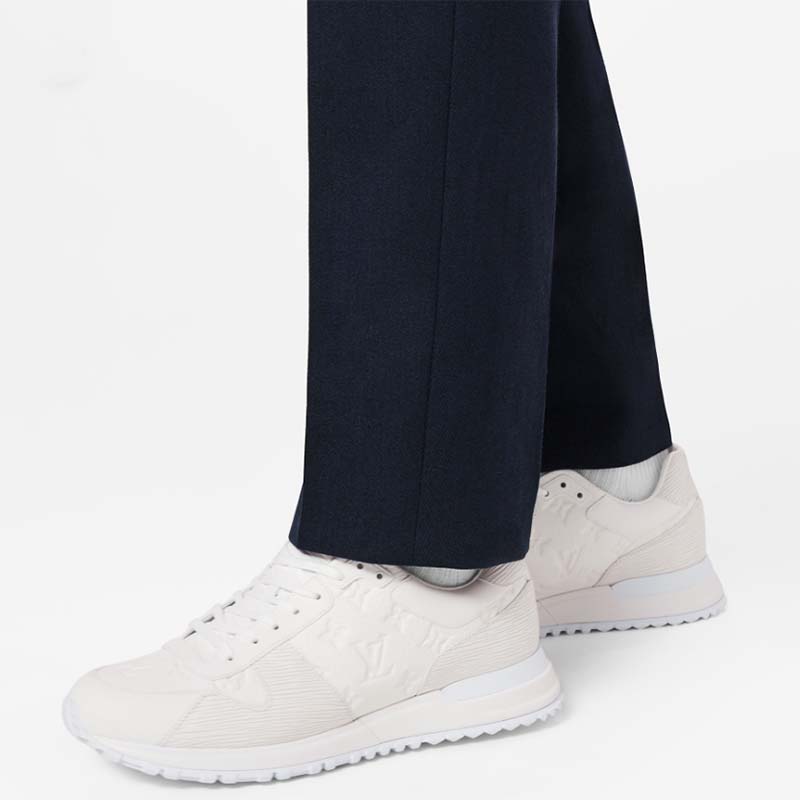 Louis Vuitton LV Unisex Run Away Sneaker White Monogram Embossed Grained Epi Calf Leather