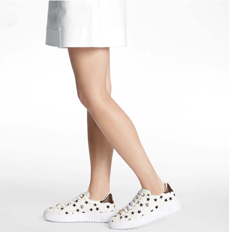 Louis Vuitton LV Unisex Time Out Sneaker Black White Printed Canvas Rubber Outsole