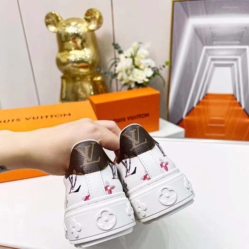 Louis Vuitton LV Unisex Time Out Sneaker White Monogram Embossed Lambskin