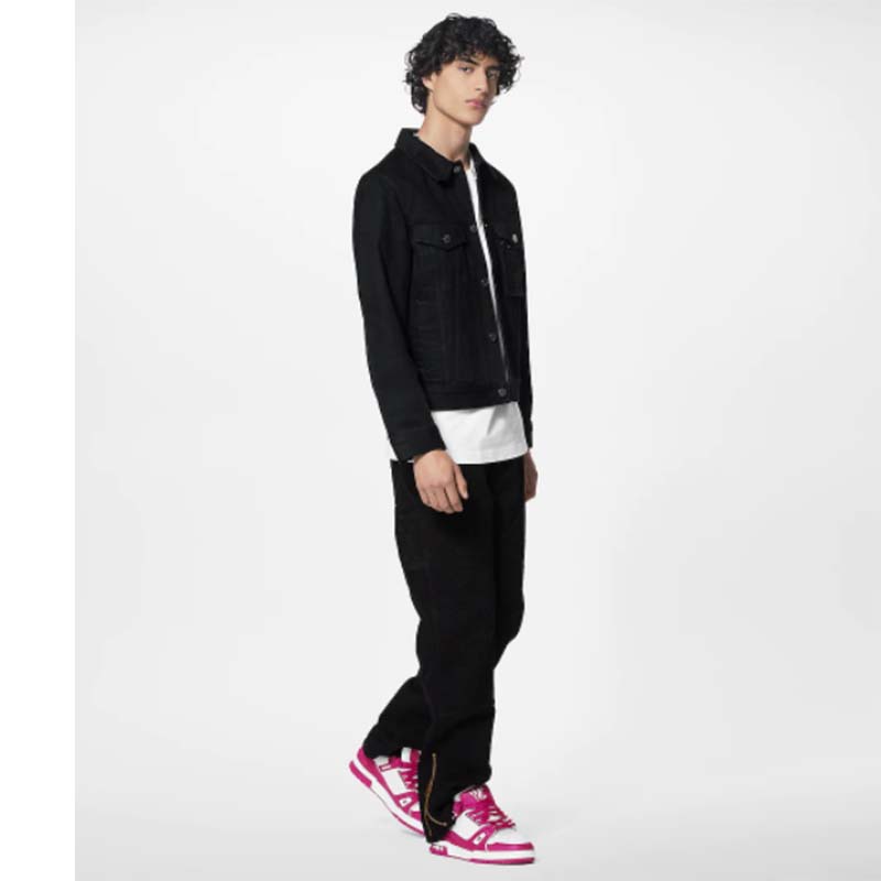 Louis Vuitton LV Unisex Trainer Sneaker Fuchsia Mix Materials Initials Monogram Flowers