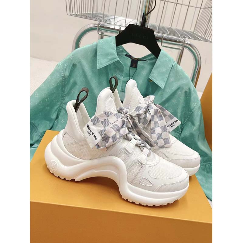 Louis Vuitton Women LV Archlight Sneaker Azur Blue Mix Materials Ribbon Laces