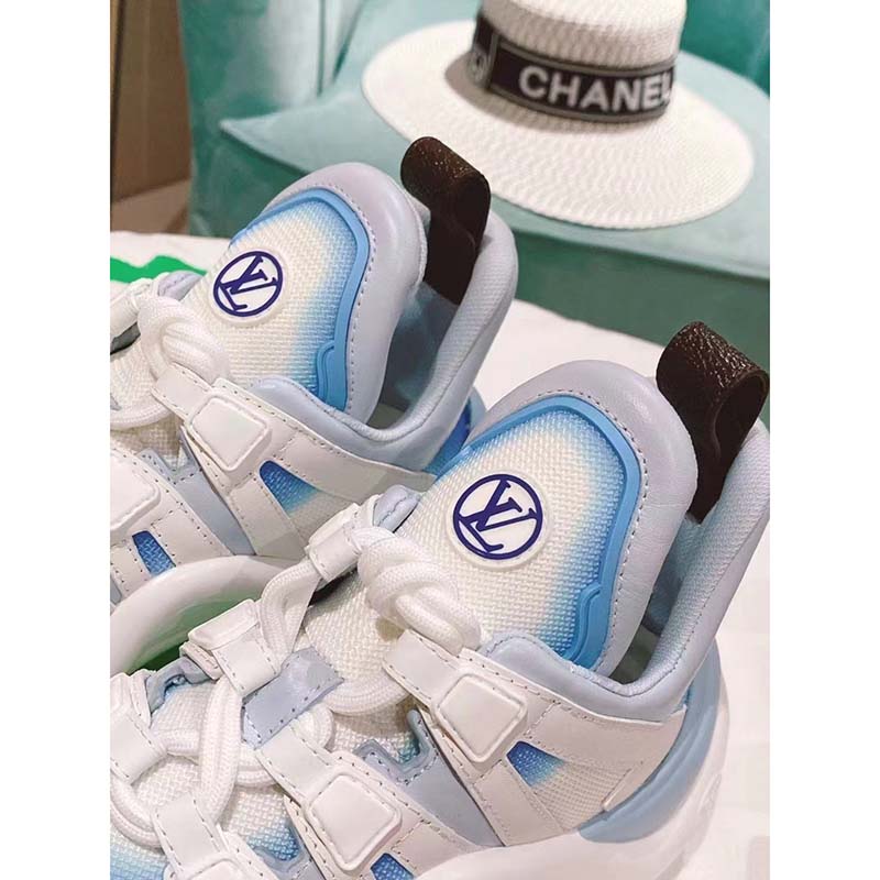 Louis Vuitton Women LV Archlight Sneaker Light Blue Printed Cotton Oversized Rubber Outsole