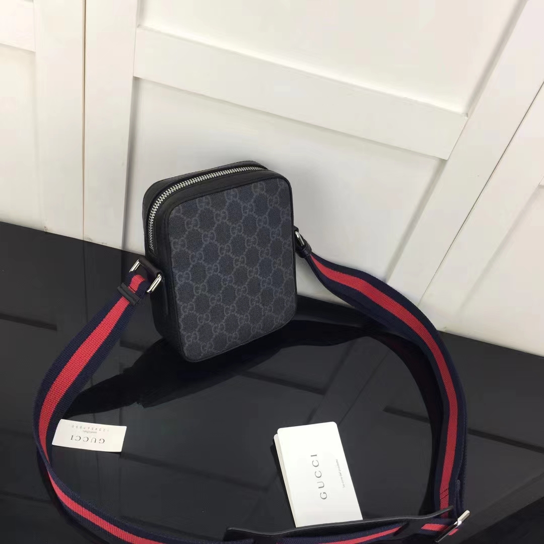 G*u*i gg unisex black messenger black grey gg supreme canvas blue red web
