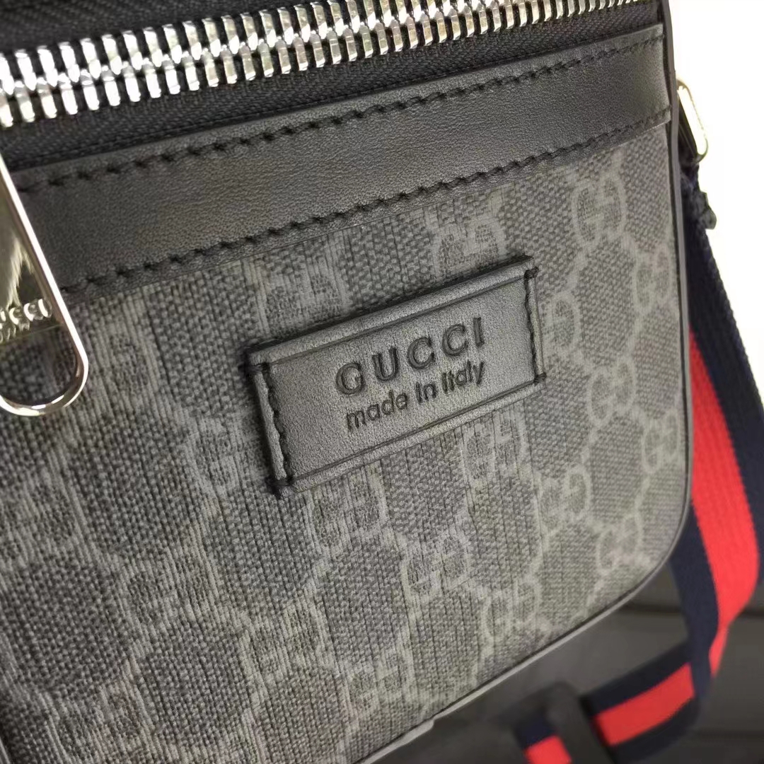 G*u*i gg unisex black messenger black grey gg supreme canvas blue red web