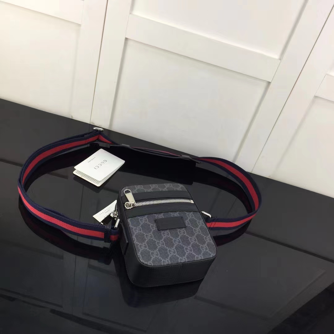 G*u*i gg unisex black messenger black grey gg supreme canvas blue red web