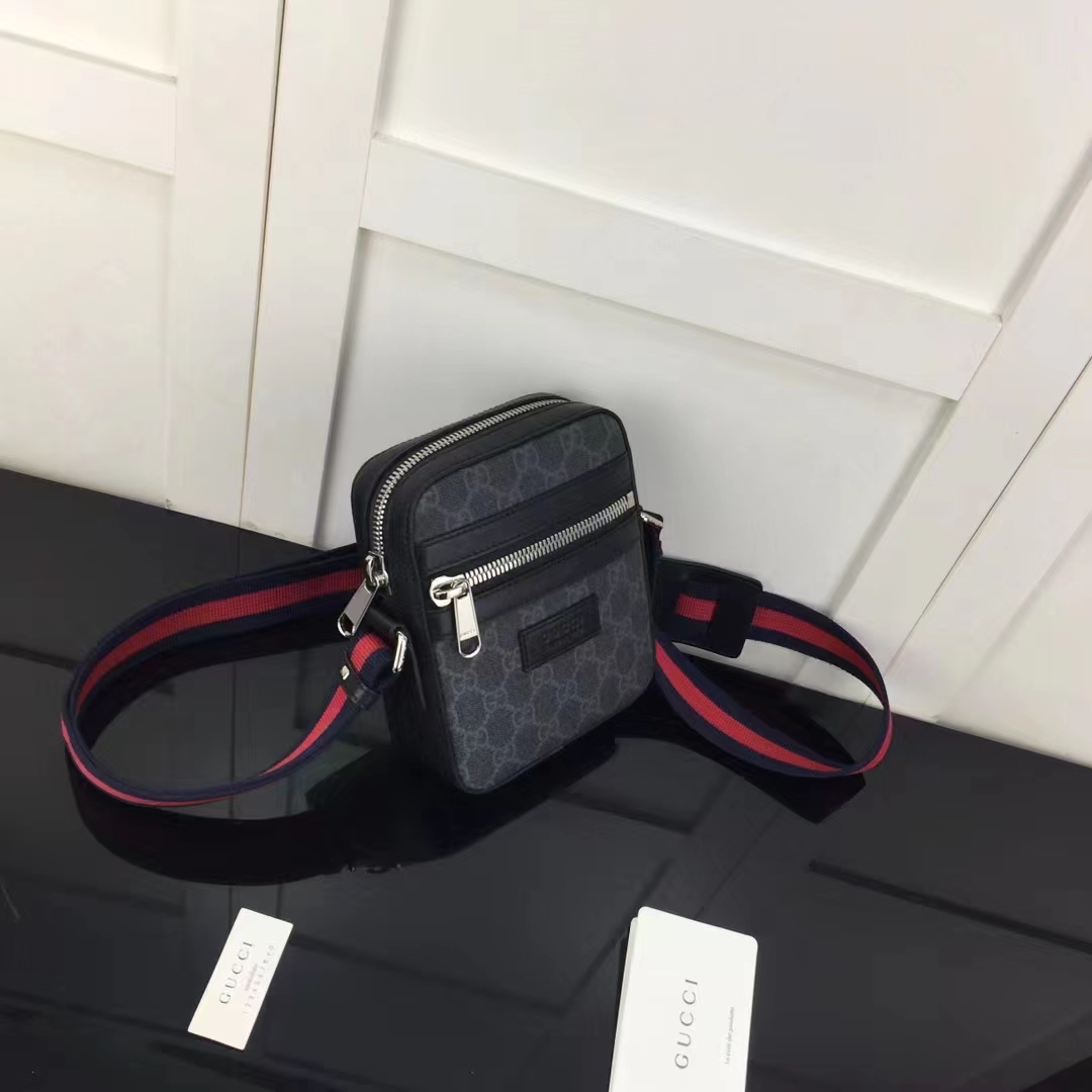 G*u*i gg unisex black messenger black grey gg supreme canvas blue red web