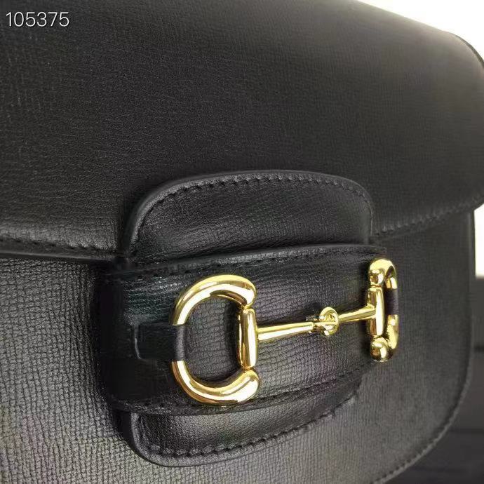 G*u*i gg women horsebit 1955 shoulder bag black textured leather