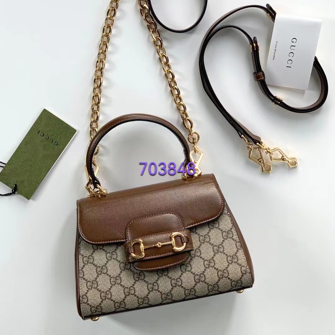 G*u*i gg women horsebit 1955 top handle bag light brown gold toned hardware