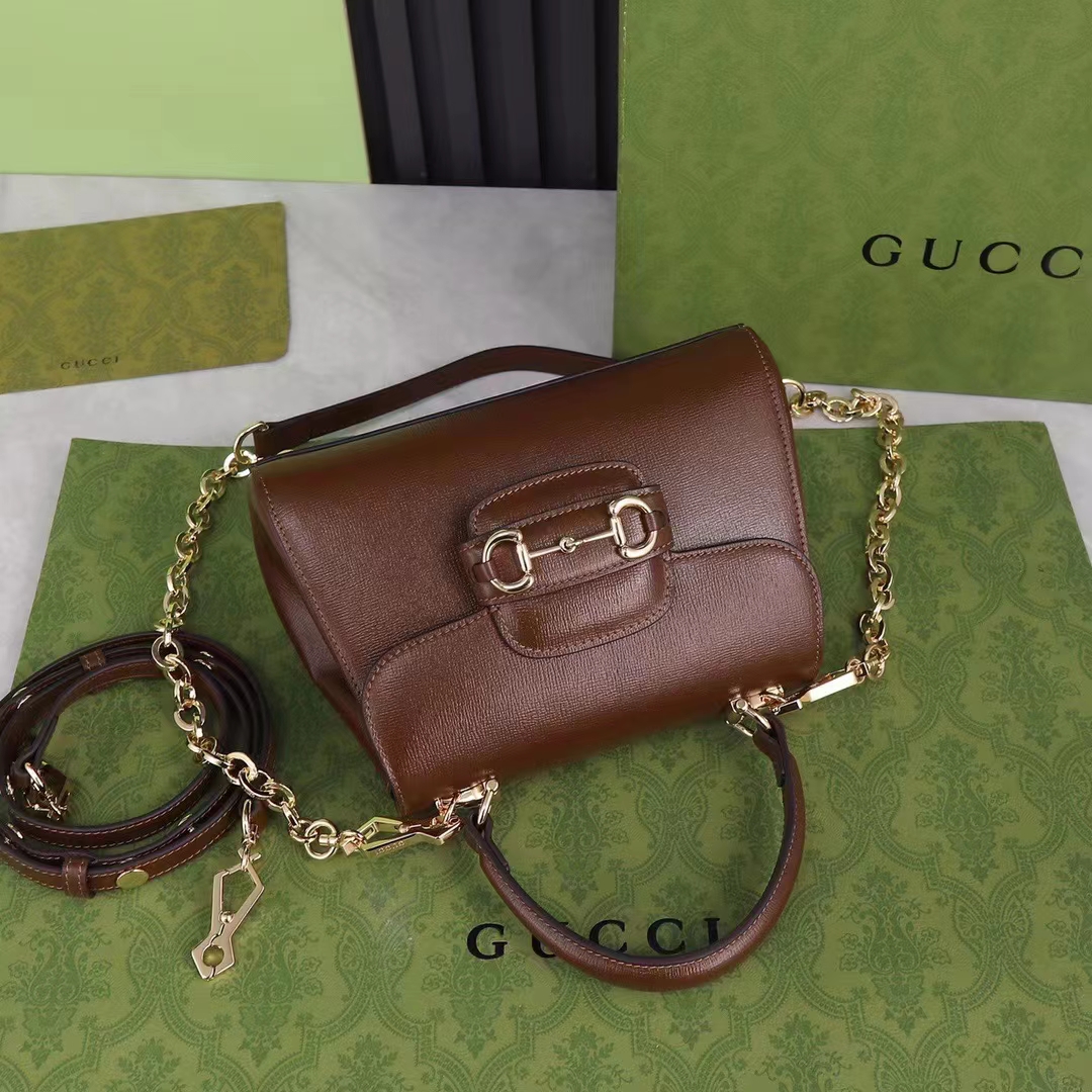 G*u*i gg women horsebit 1955 top handle bag light brown leather mini size