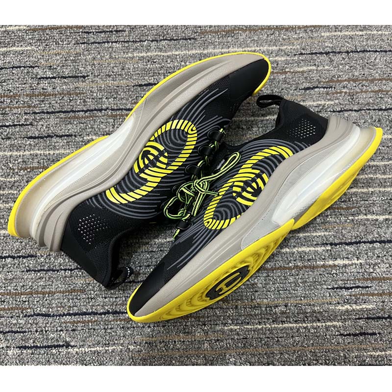 G*u*i unisex run sneaker black technical knit fabric interlocking g rubber detail