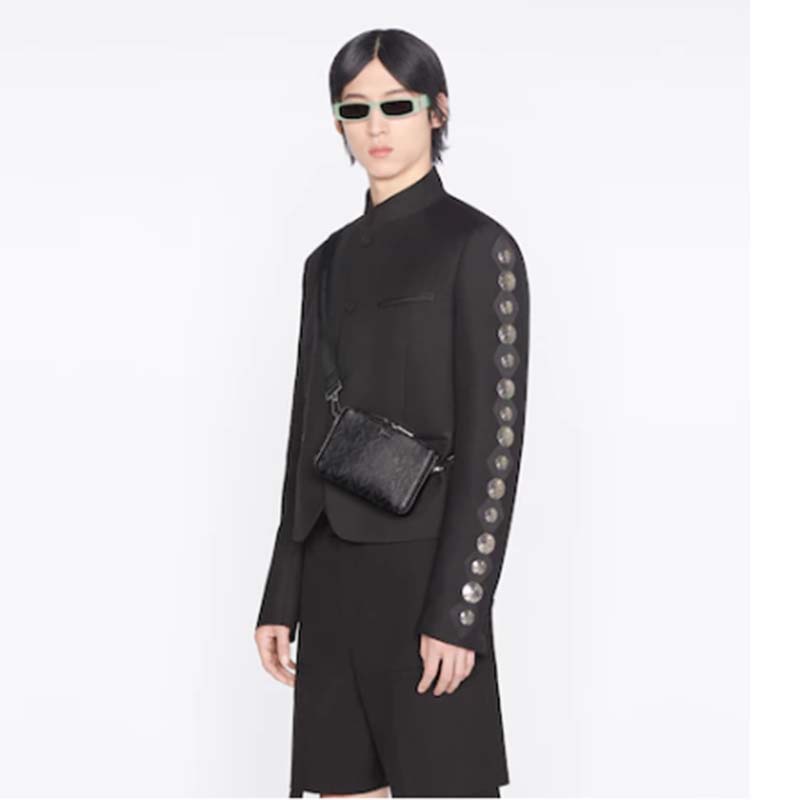 dior unisex cd messenger pouch black cd Di*m*nd canvas