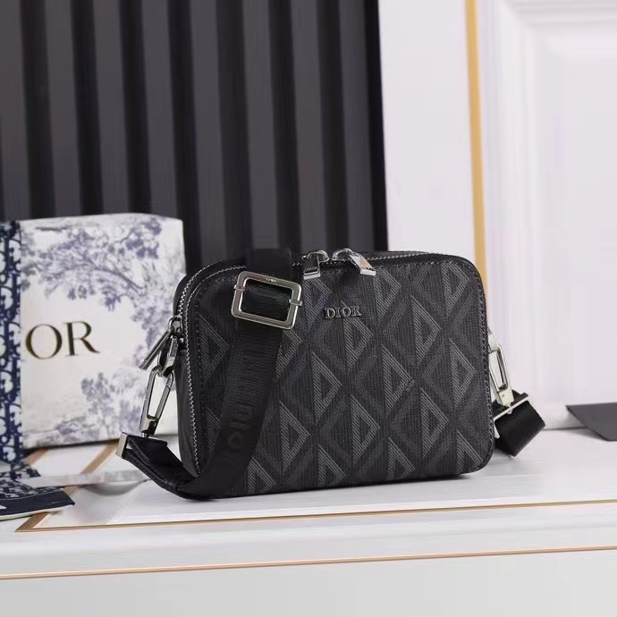 dior unisex cd messenger pouch black cd Di*m*nd canvas