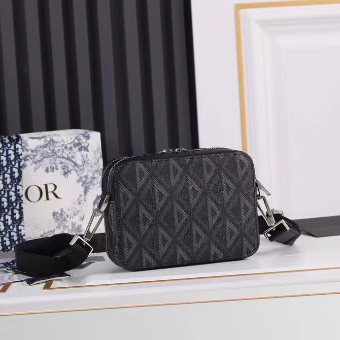 dior unisex cd messenger pouch black cd Di*m*nd canvas