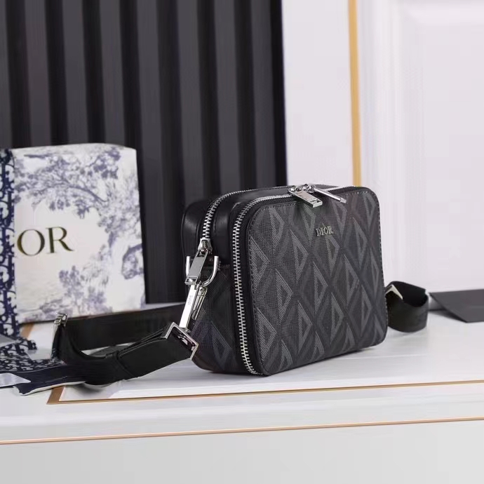 dior unisex cd messenger pouch black cd Di*m*nd canvas