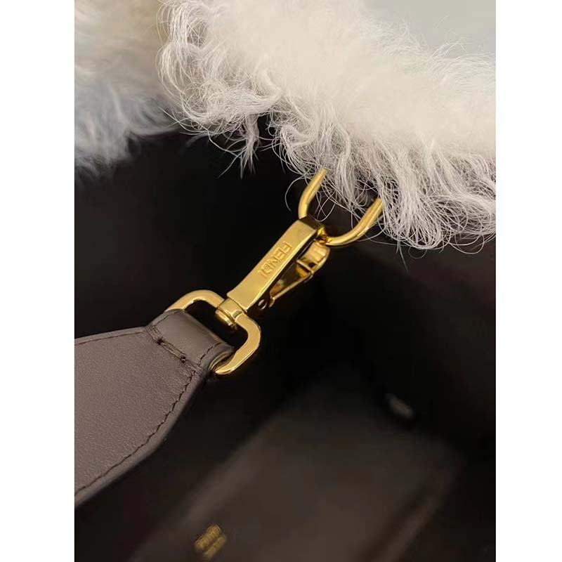Fendi Women Fendi Sunshine Large White Mohair Shopper