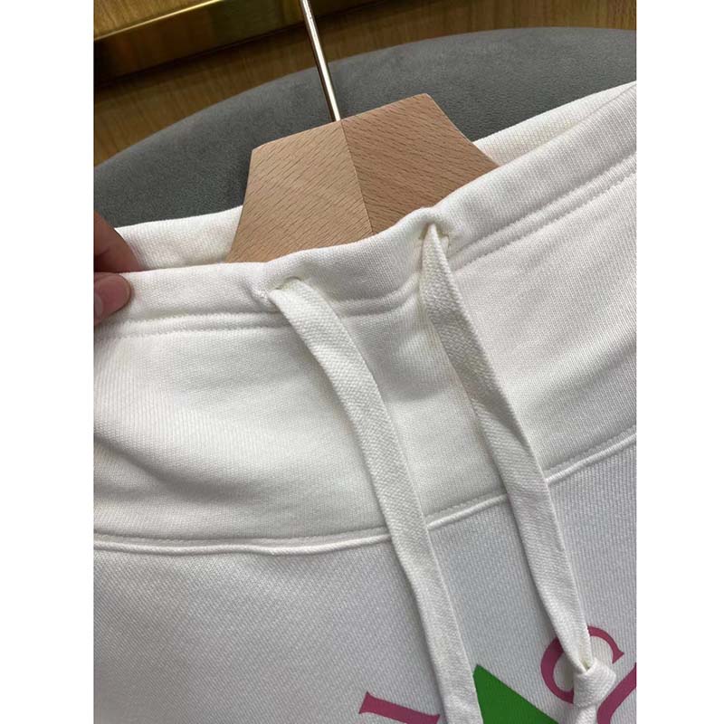 G*u*i women gg vintage logo cotton sweatshirt white heavy felted jersey