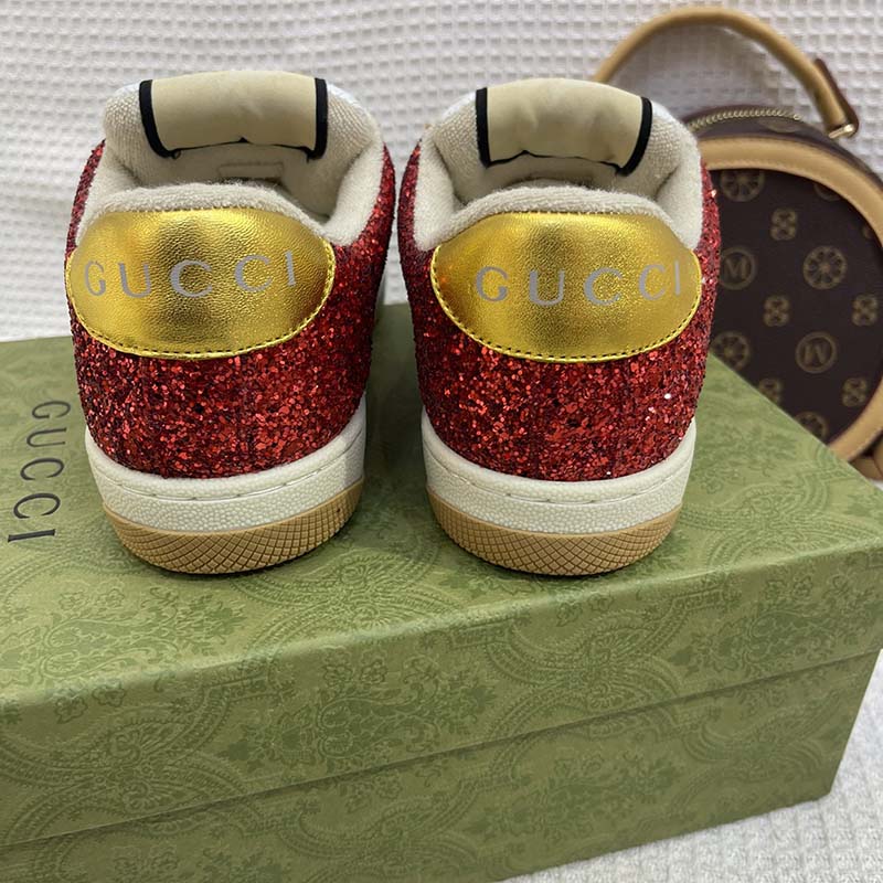G*u*i unisex gg lovelight screener sneaker glitter multicolor canvas fabric rubber low heel