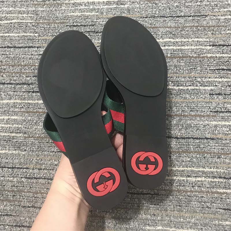 G*u*i unisex gg thong web sandal interlocking g leather sole square toe flat