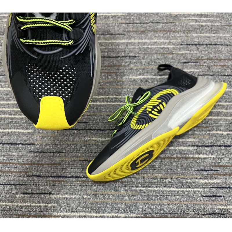 G*u*i unisex run sneaker black technical knit fabric interlocking g rubber detail