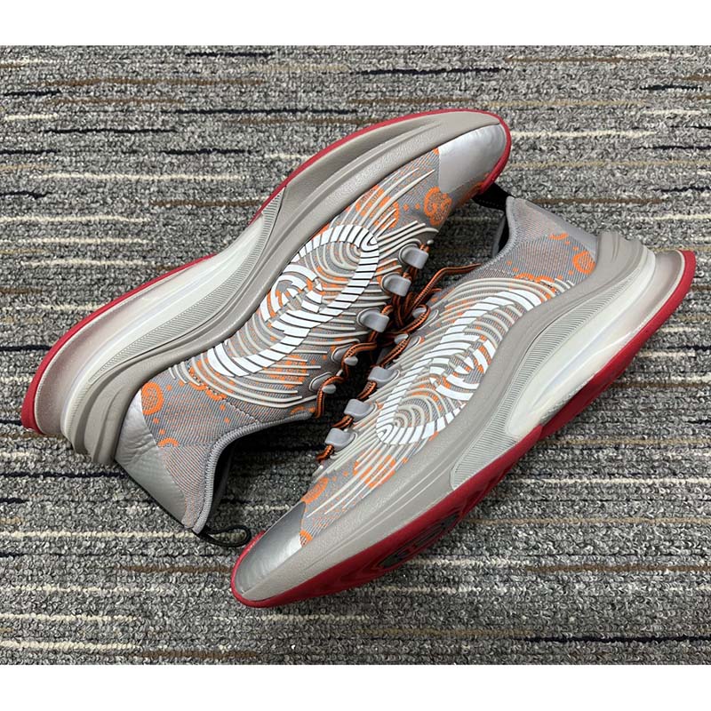 G*u*i unisex run sneaker grey orange gg technical knit fabric rubber interlocking g