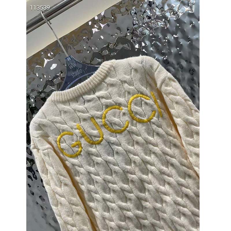 G*u*i women gg lovelight cotton cardigan embroidery white floral embroidery crewneck