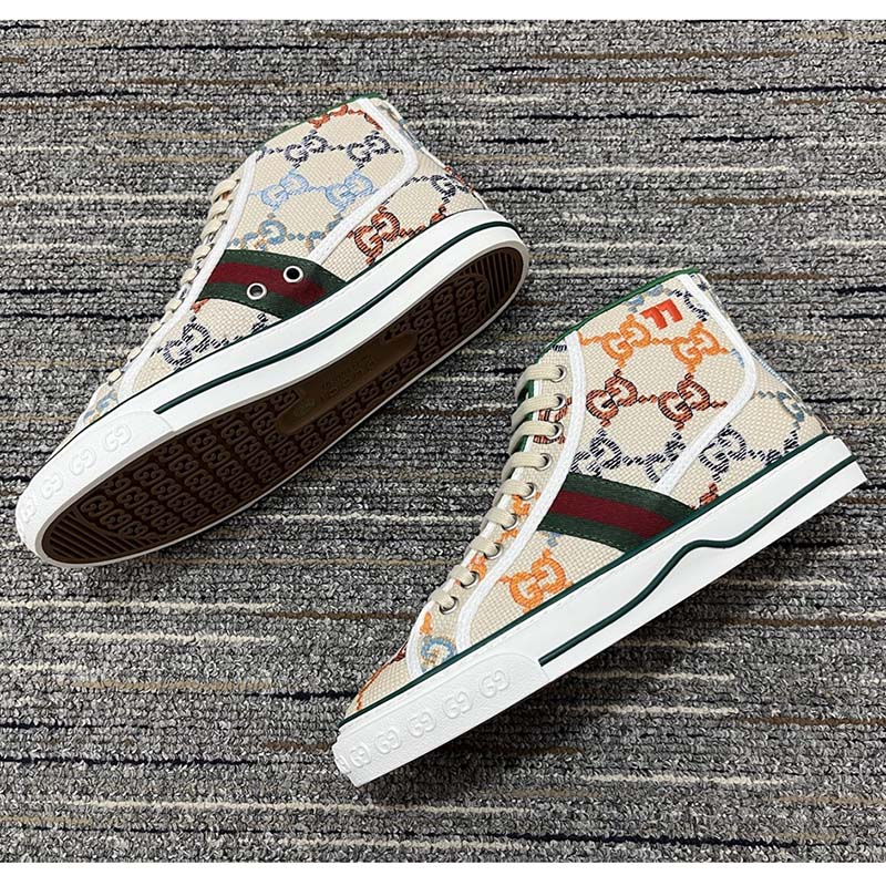 G*u*i women tennis 1977 sneaker multicolor gg linen fabric flat 2 cm heel