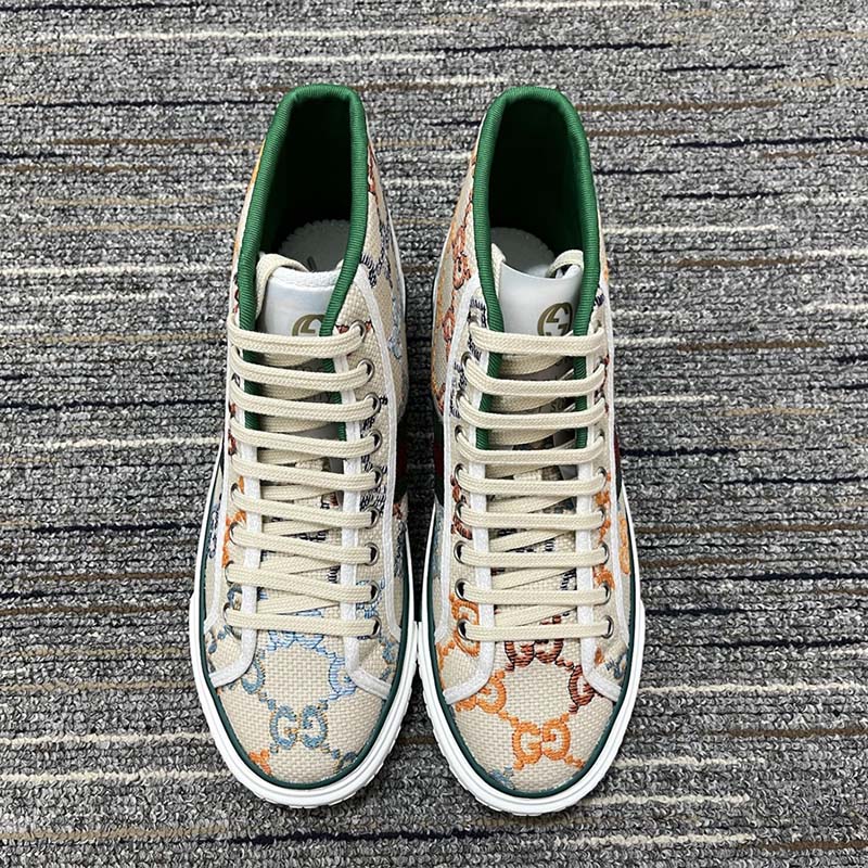 G*u*i women tennis 1977 sneaker multicolor gg linen fabric flat 2 cm heel