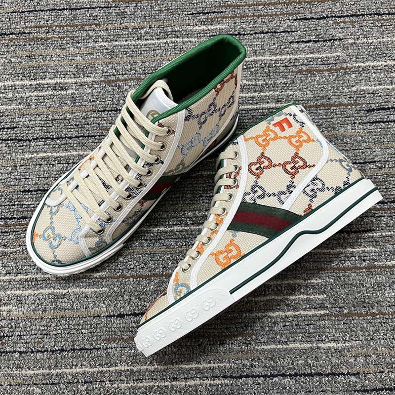 G*u*i women tennis 1977 sneaker multicolor gg linen fabric flat 2 cm heel