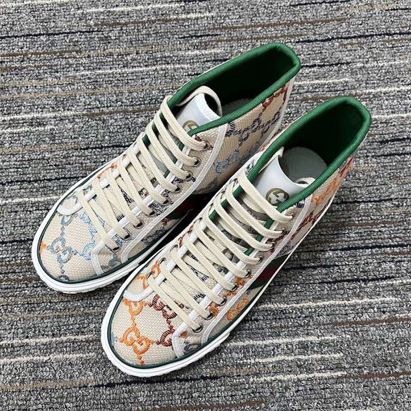 G*u*i women tennis 1977 sneaker multicolor gg linen fabric flat 2 cm heel