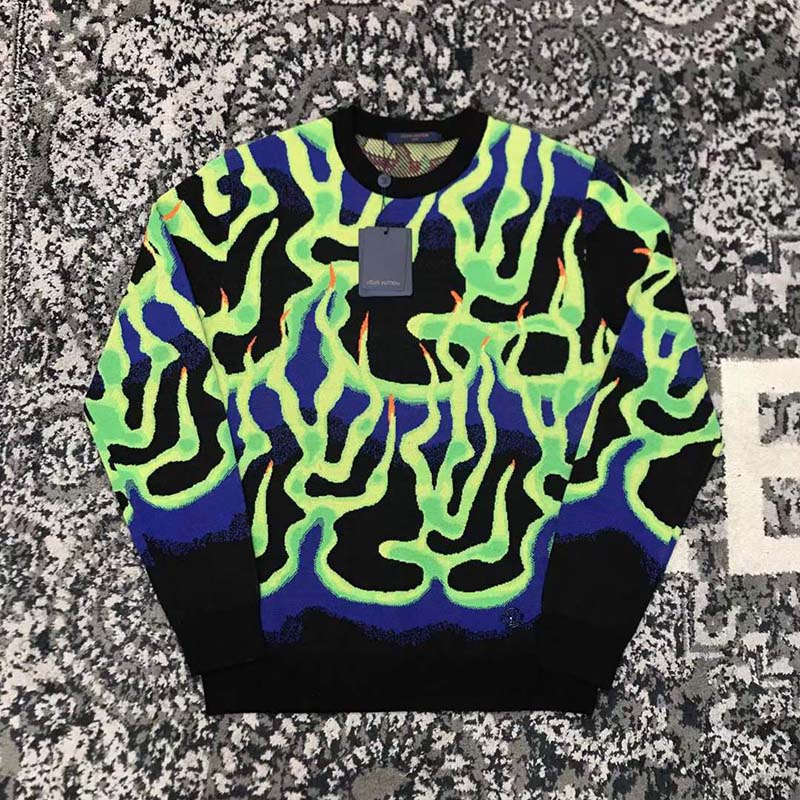 Louis Vuitton LV Women Graphic Crewneck Wool Green Blue Black Multicolor Regular Fit