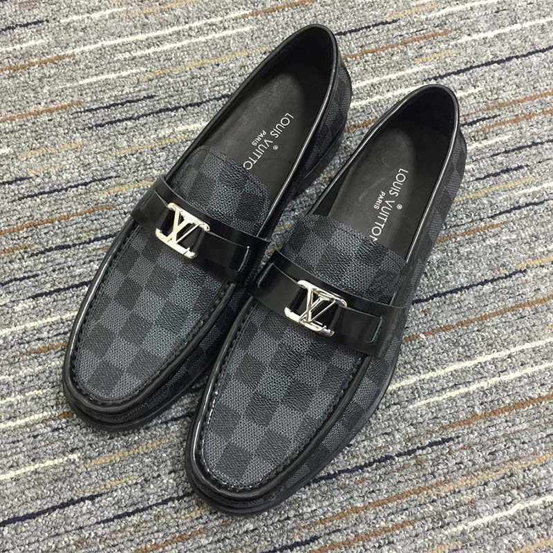 Louis Vuitton LV Men Major Loafer Damier Canvas Graphite Moccasin LV Initials