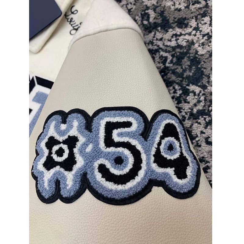 Louis Vuitton LV Men Multi-Patches Mixed Leather Varsity Blouson LWG Calf White