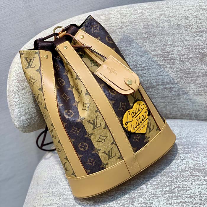 Louis Vuitton LV Unisex Randonée Messenger Bag Monogram Stripes Brown Coated Canvas