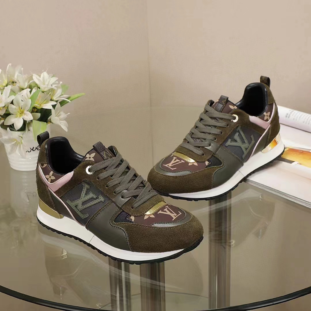 Louis Vuitton LV Unisex Run Away Sneaker Khaki Green Suede Calf Leather
