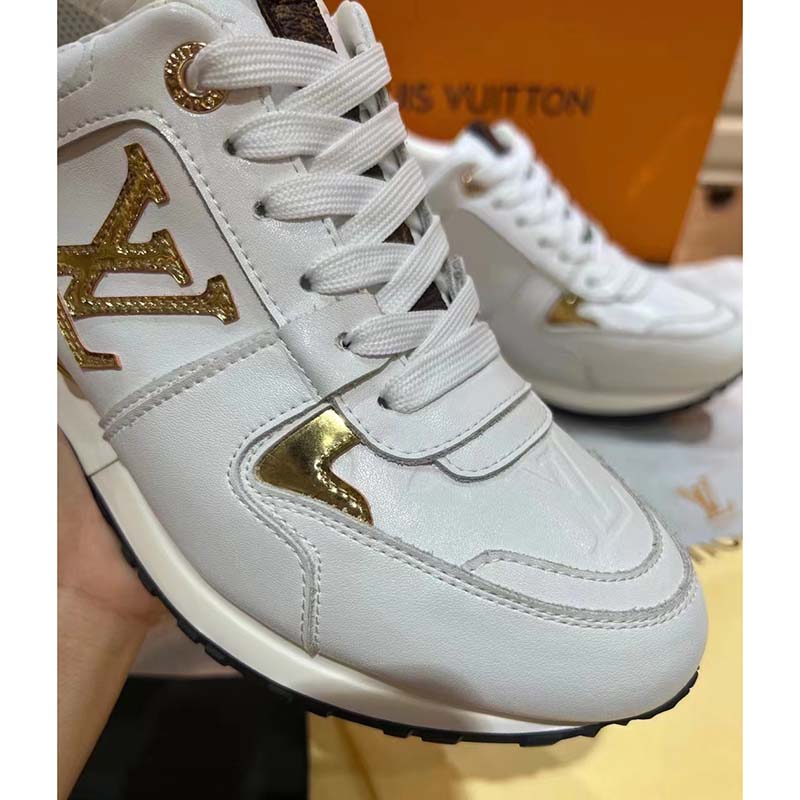Louis Vuitton LV Unisex Run Away Sneaker White Calf Leather Monogram Canvas