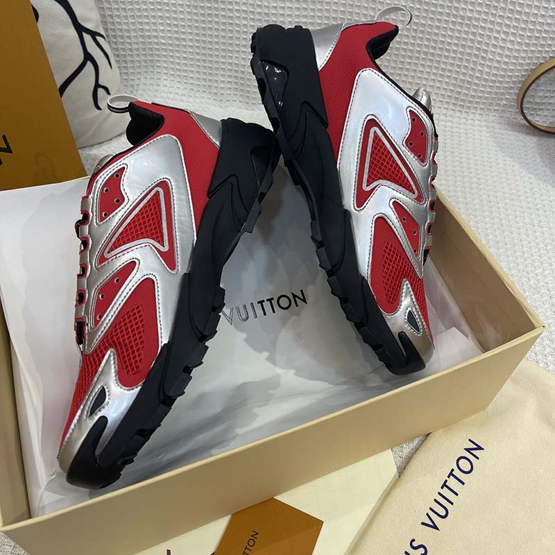 Louis Vuitton Unisex LV Runner Tatic Sneaker Red Mix Materials Rubber Monogram Flowers