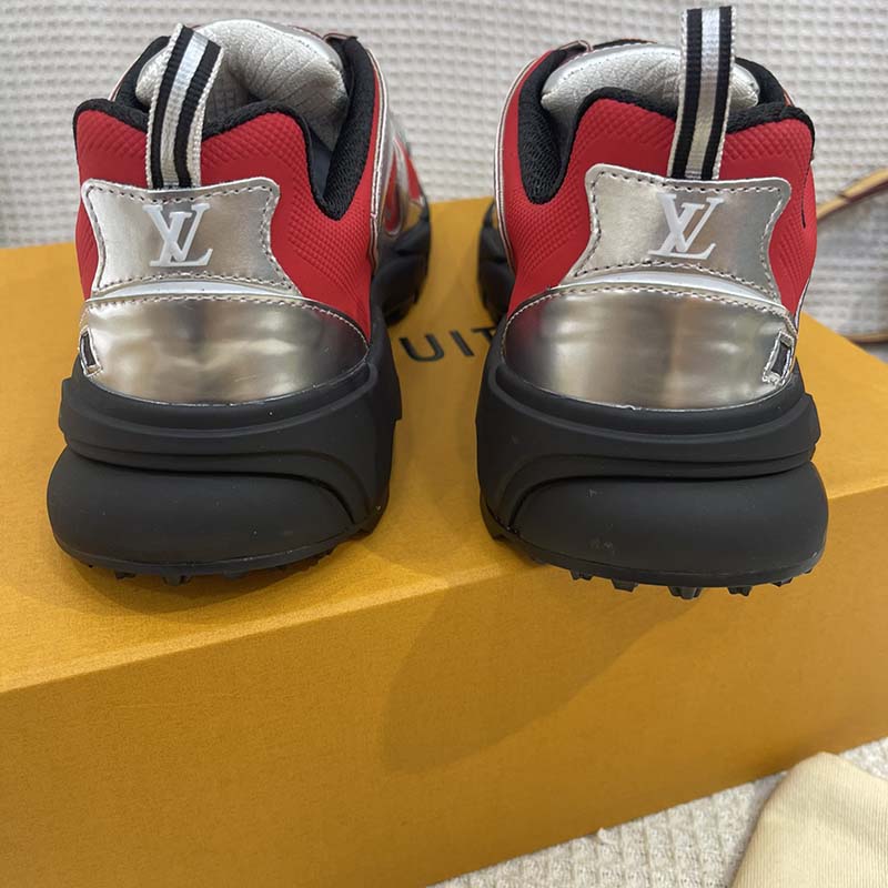 Louis Vuitton Unisex LV Runner Tatic Sneaker Red Mix Materials Rubber Monogram Flowers