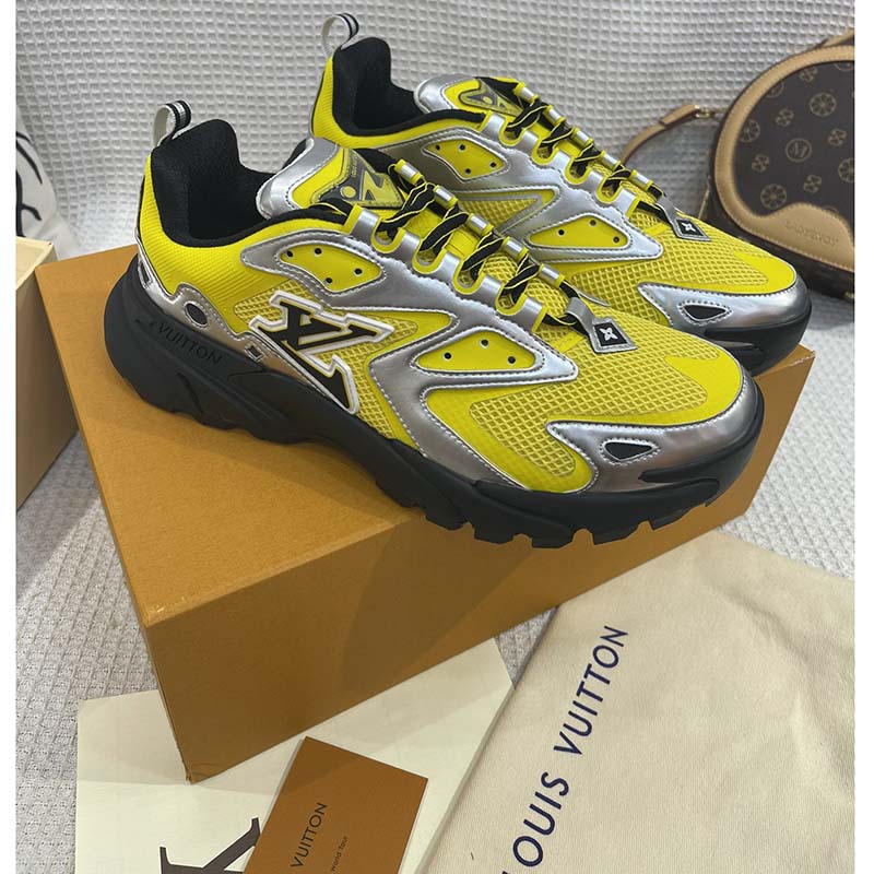 Louis Vuitton Unisex LV Runner Tatic Sneaker Yellow Mix Materials Rubber Monogram Flowers
